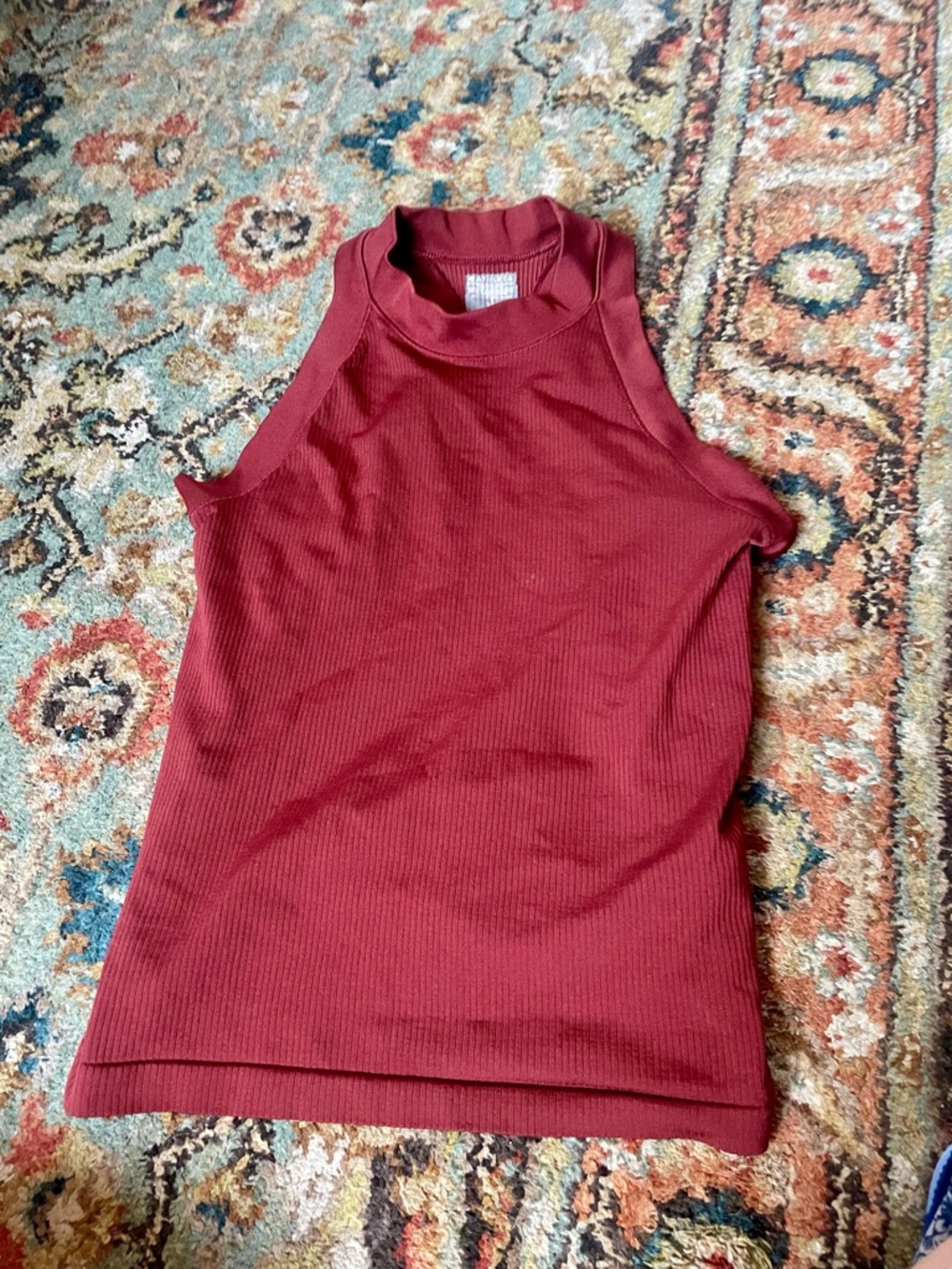 Athleta Ribbed Mock-Neck Tank Top - Burgundy Red